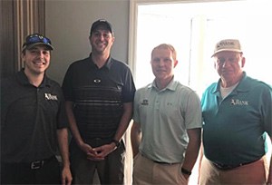 Winners of the morning championship flight were sponsored by the Bank of Missouri. From left to right: Jeff Hotop, Aaron Panton, Blake Driskell, David Crader