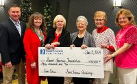 Saint Francis Auxiliary Board members present a check, to the Saint Francis Foundation. Left to right: Stacy Huff, Saint Francis Foundation Executive Director; Teresa Hannah, Manager - Volunteer Services; BJ Bowman; Betty Caroll; Mona Nenninger; and Judi Owens.